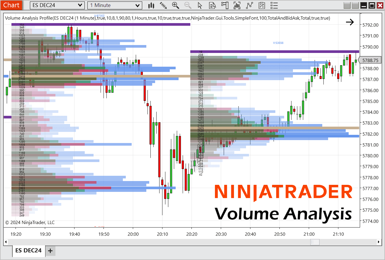 NinjaTrader Volume Analysis Profile Indicator